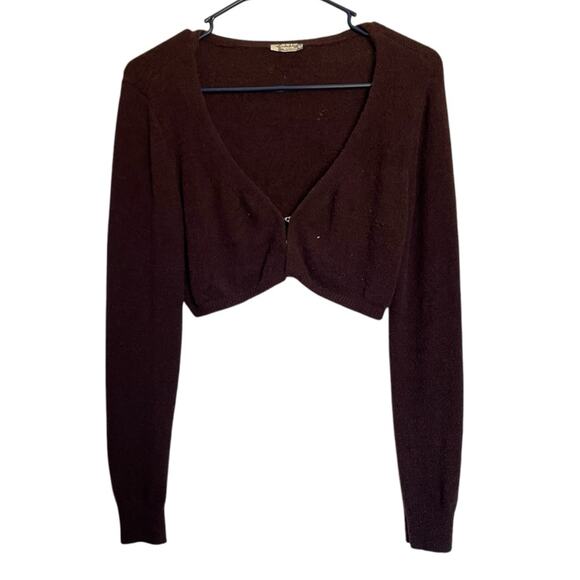 Intimately Free People Cozy Crop Cardigan Chocolate Brown Bolero Sweater Size L - Picture 1 of 13
